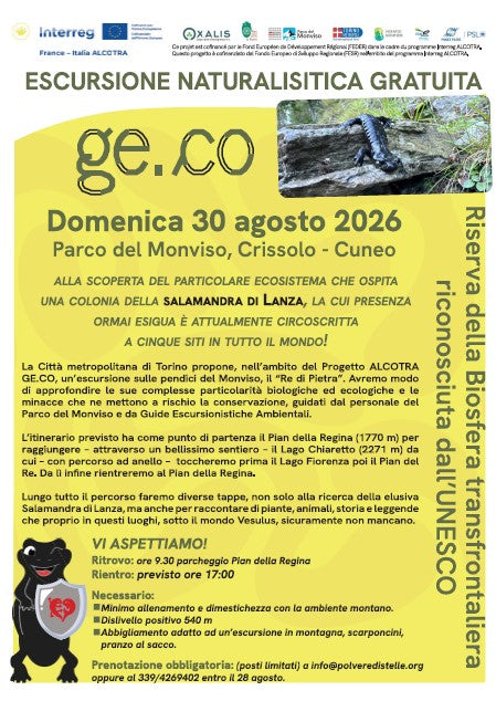 30 AGOSTO 2026 ESCURSIONE NATURALISTICA NEL PARCO DEL MONVISO... ALLA SCOPERTA DELLA SALAMANDRA DI LANZA