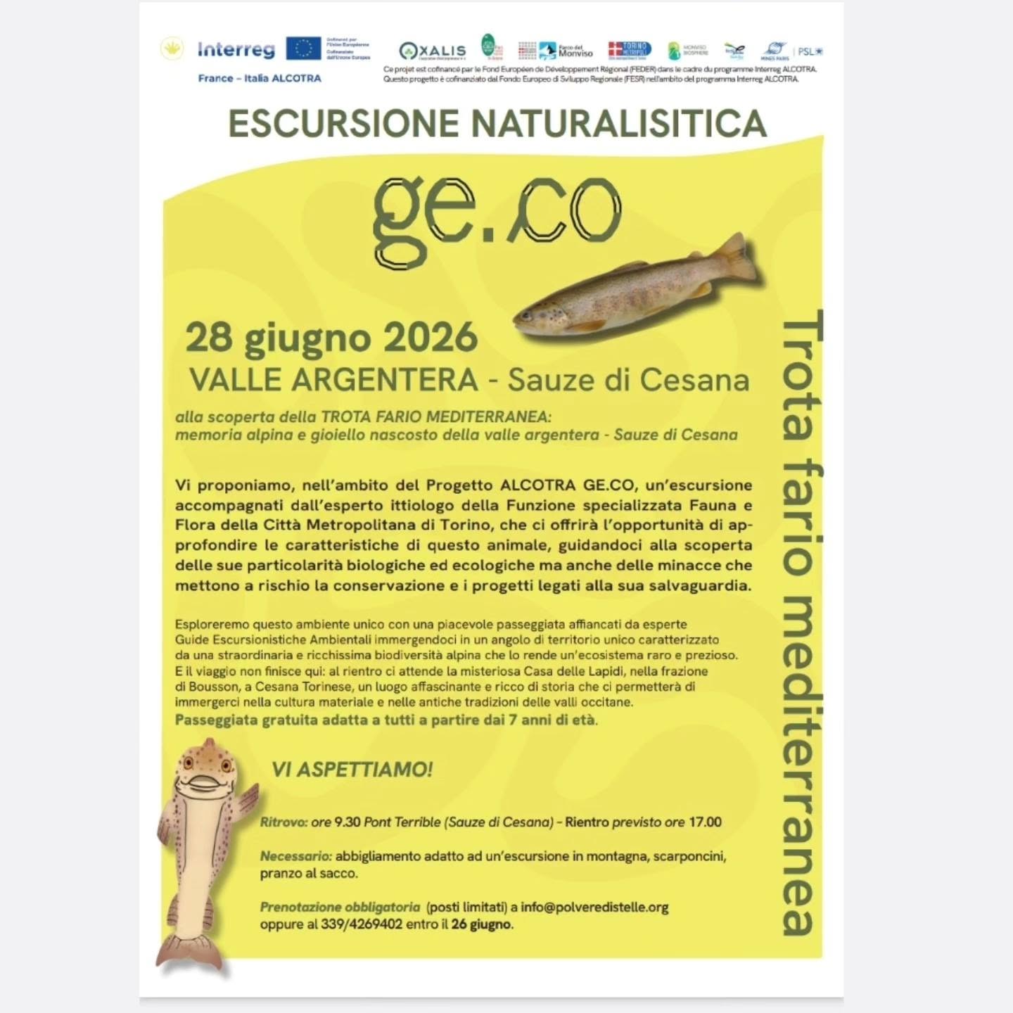 28 GIUGNO 2026 ALLA SCOPERTA DELLA TROTA FARIO MEDITERRANEA - MEMORIA ALPINA E GIOIELLO NASCOSTO DELLA VALLE ARGENTERA