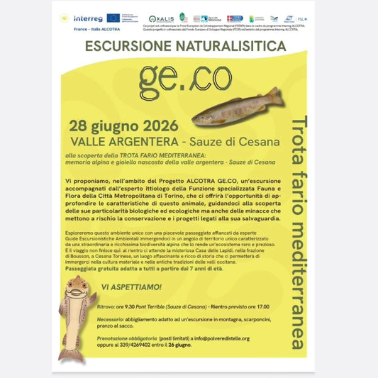 28 GIUGNO 2026 ALLA SCOPERTA DELLA TROTA FARIO MEDITERRANEA - MEMORIA ALPINA E GIOIELLO NASCOSTO DELLA VALLE ARGENTERA